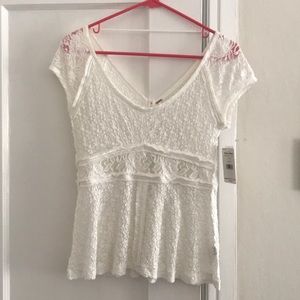 Free People ivory lace top
